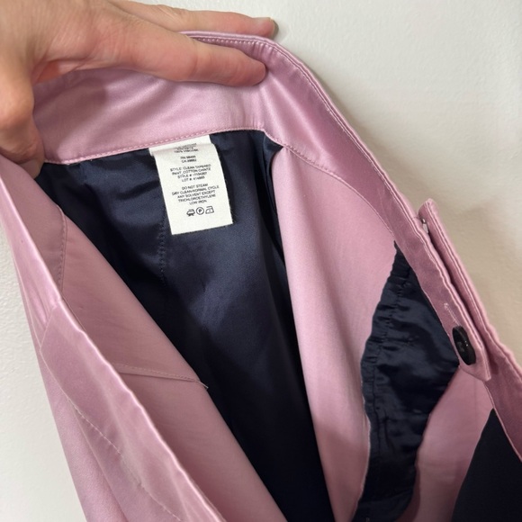 Theory Pink Purple Cotton Chintz Clean High Waisted Tapered Satin Look Pant - Picture 11 of 12